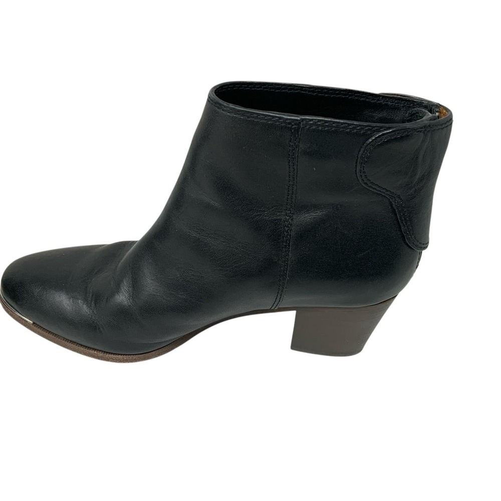Coach Waldorf Black Leather Ankle Boot Silver Toe Trim Chunky Heel‎ Size 8 - Picture 6 of 15
